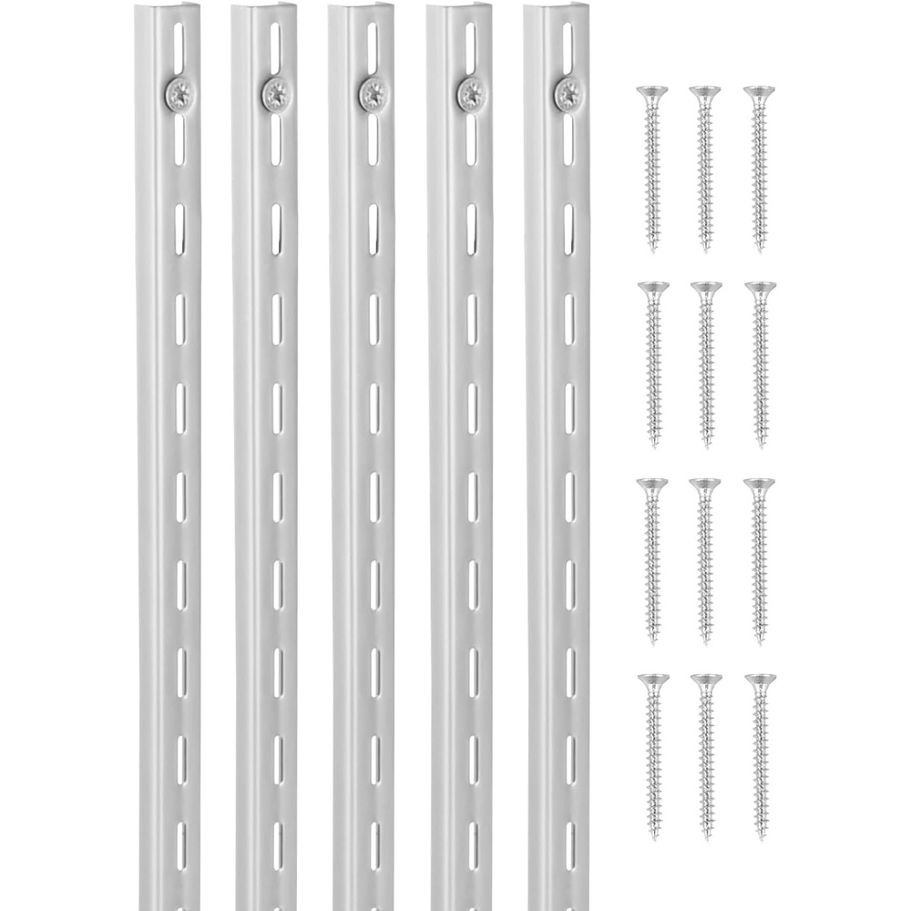 image:imageVEVOR Shelf Pilaster 363inch 8 Pack Adjustable Shelf Brackets Steel Mortise Mount Pilaster Strip Standards with 32 Screws Suitable for Wall Shelving System Cabinet Closet Organization39inch