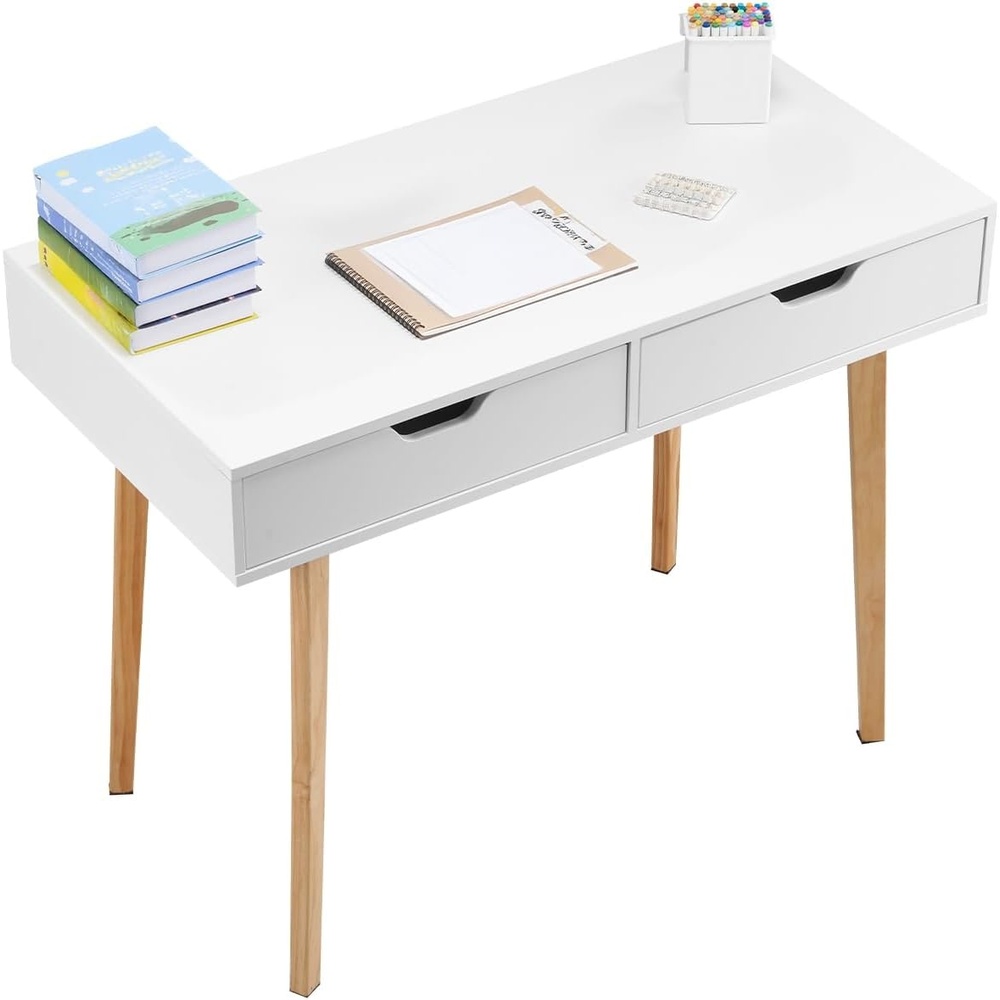 image:imageVEVOR Small Desk with Drawers 39 Inch Wide Computer Desk with Storage Wooden Table for Home Office Vanity Desk with Drawers Study Table for AdultsStudents for Drawing Reading Writing3898D x 2008W x 3012H