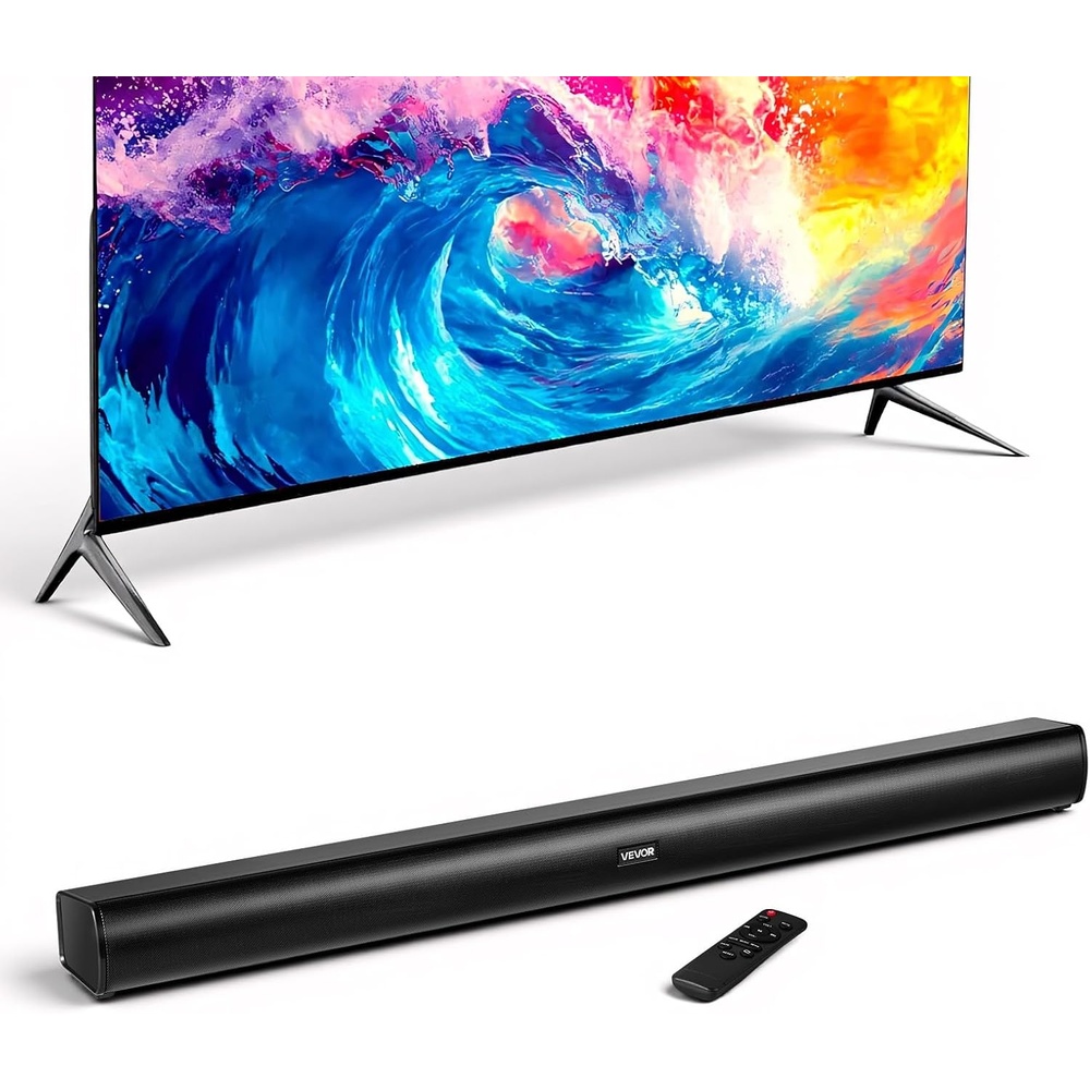 image:imageVEVOR Sound Bar for Smart TV 21 Channel 35Inch Compact Soundbar TV Speakers with Builtin Subwoofer for Projector Bluetooth AUX Connection Easy Setup 120W Surround Sound System for Home Audio35IN Compact