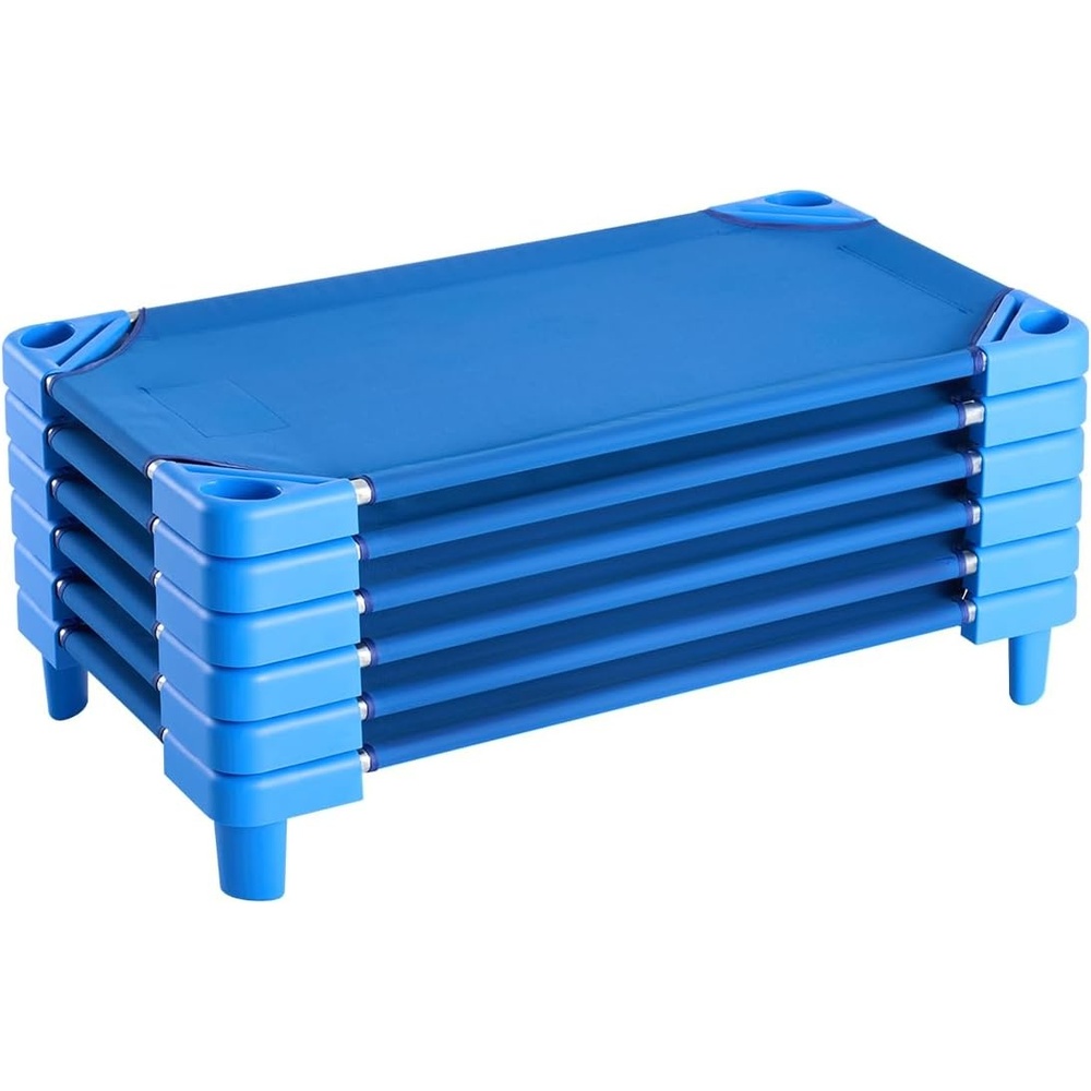 image:imageVEVOR Stackable Kiddie Cot 6 Pack Portable Toddler Nap Cots Standard Size 40 L x 23 W Daycare Cots for Kids Preschool Classroom Daycare Beds for Sleeping Resting Naptime Blue40 L x 23 W  6Pcs
