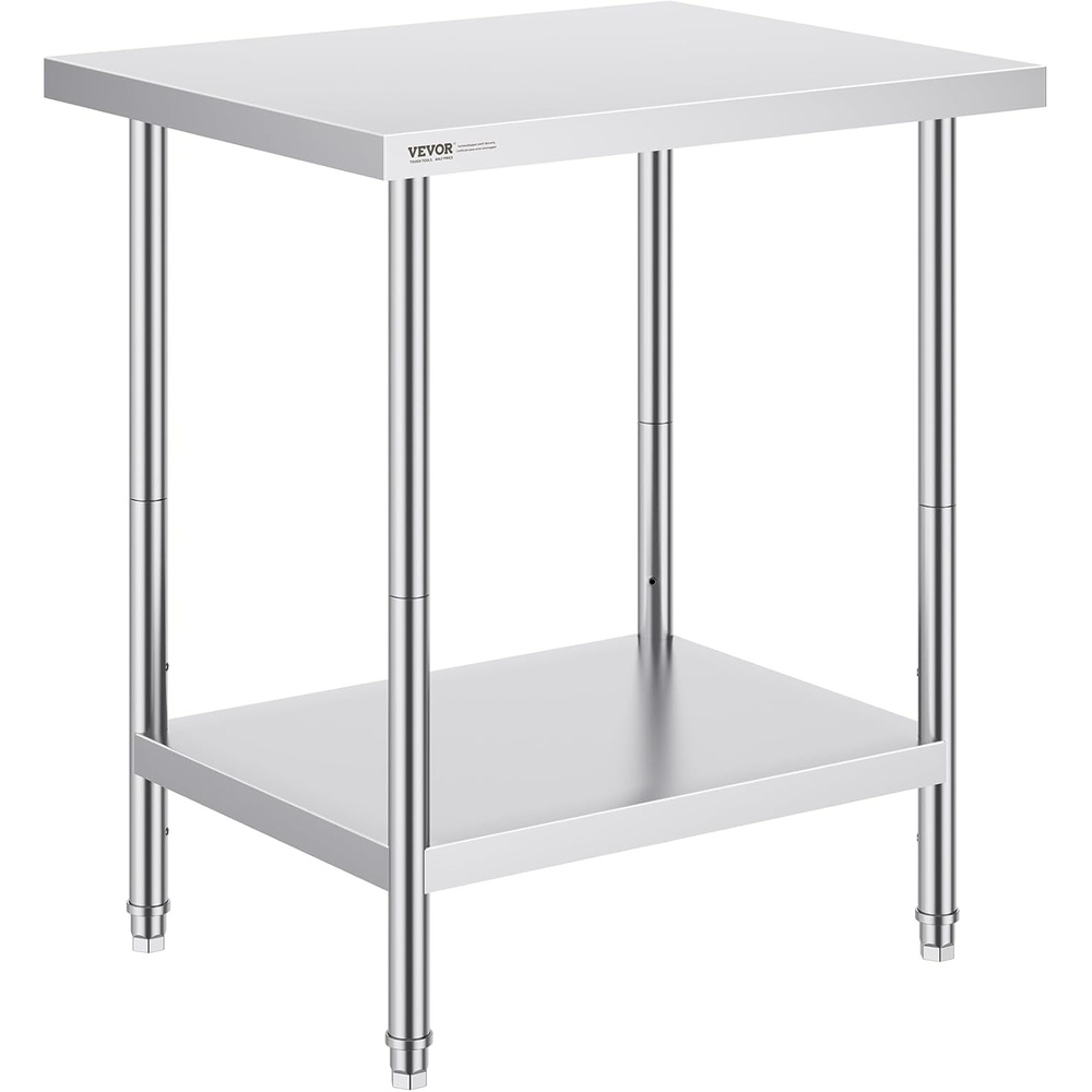 image:imageVEVOR Stainless Steel Prep Table 24 x 72 x 34 Inch 880 lbs Load Capacity Heavy Duty Metal Worktable with 3 Adjustable Height Levels Commercial Workstation for Kitchen Garage Restaurant Backyard24 x 30 x 34 inch