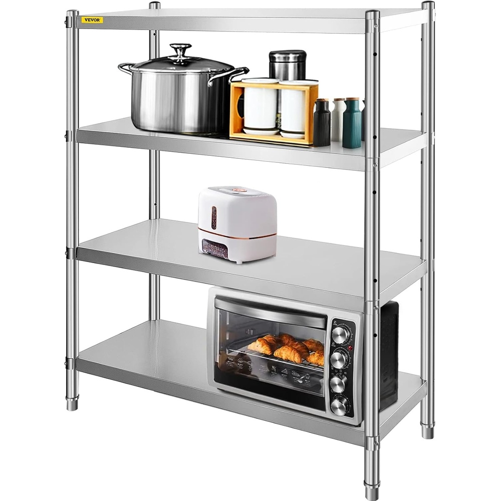 image:imageVEVOR Stainless Steel Shelving 60x185 Inch 5 Tier Adjustable Shelf Storage Unit Stainless Steel Heavy Duty Shelving for Kitchen Commercial Office Garage Storage 330lb Per Shelf4Tier 47x185x60