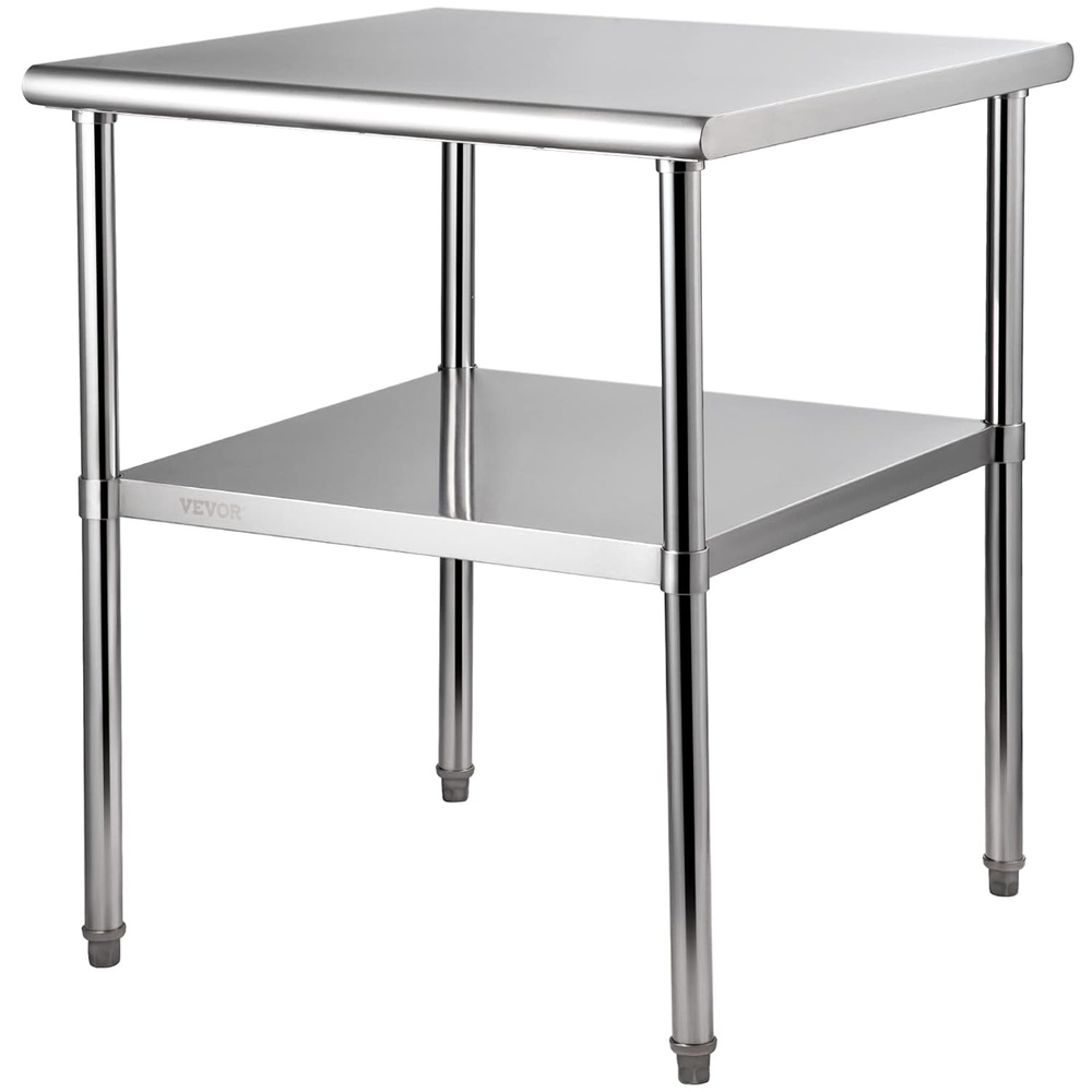 image:imageVEVOR Stainless Steel Table 24 x 354 Inches Food Prep Worktable with Wheels Kitchen Prep Table with Adjustable Undershelf Workstations for Commercial Kitchen Restaurant Hotel and Garage Outdoor30 x 30 x 36 Inch