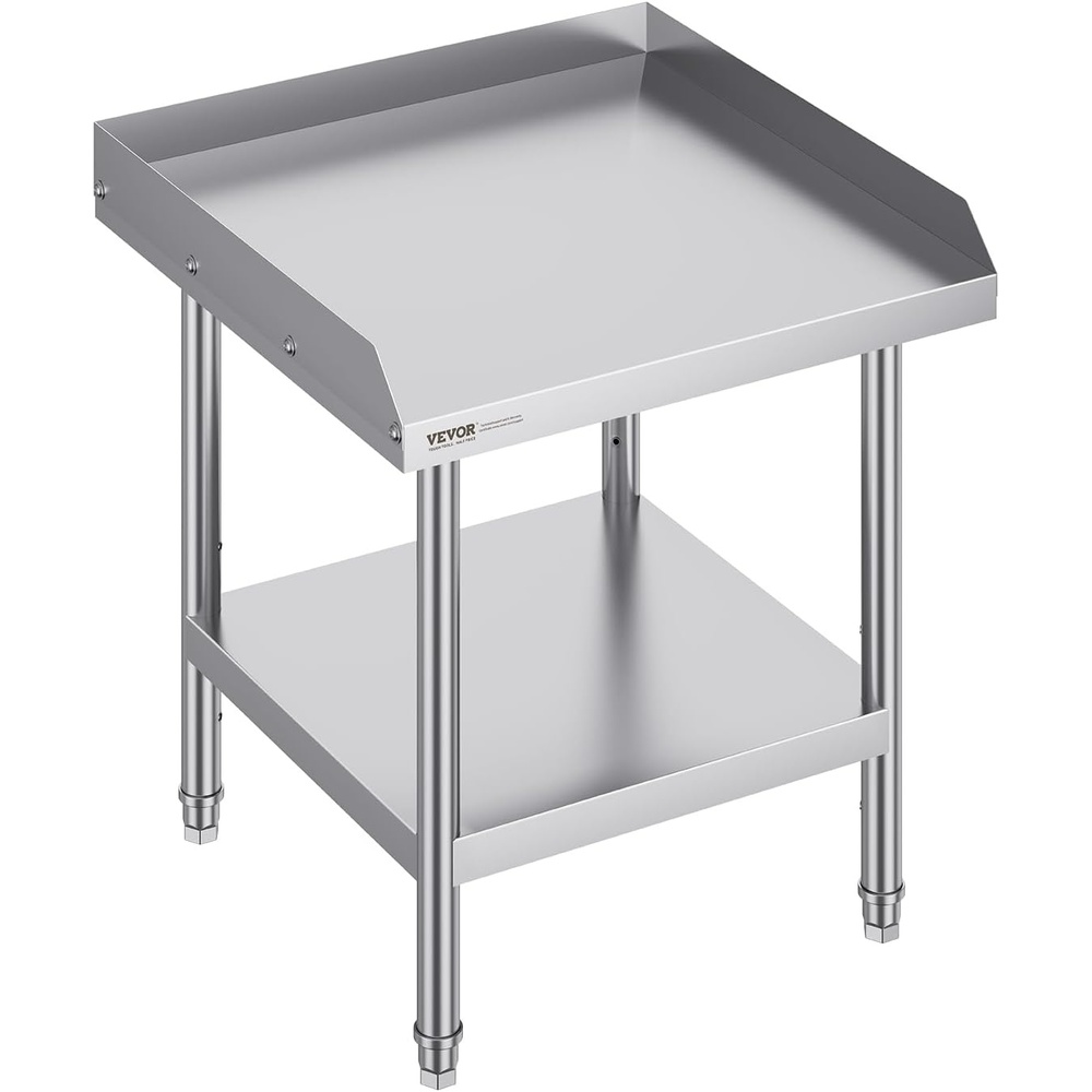 image:imageVEVOR Stainless Steel Work Table 24 x 24 x 26 Inch Commercial Food Prep Worktable 3Sided Backsplash Heavy Duty Prep Worktable Metal Work Table with Adjustable Height for Restaurant Home Hotel
