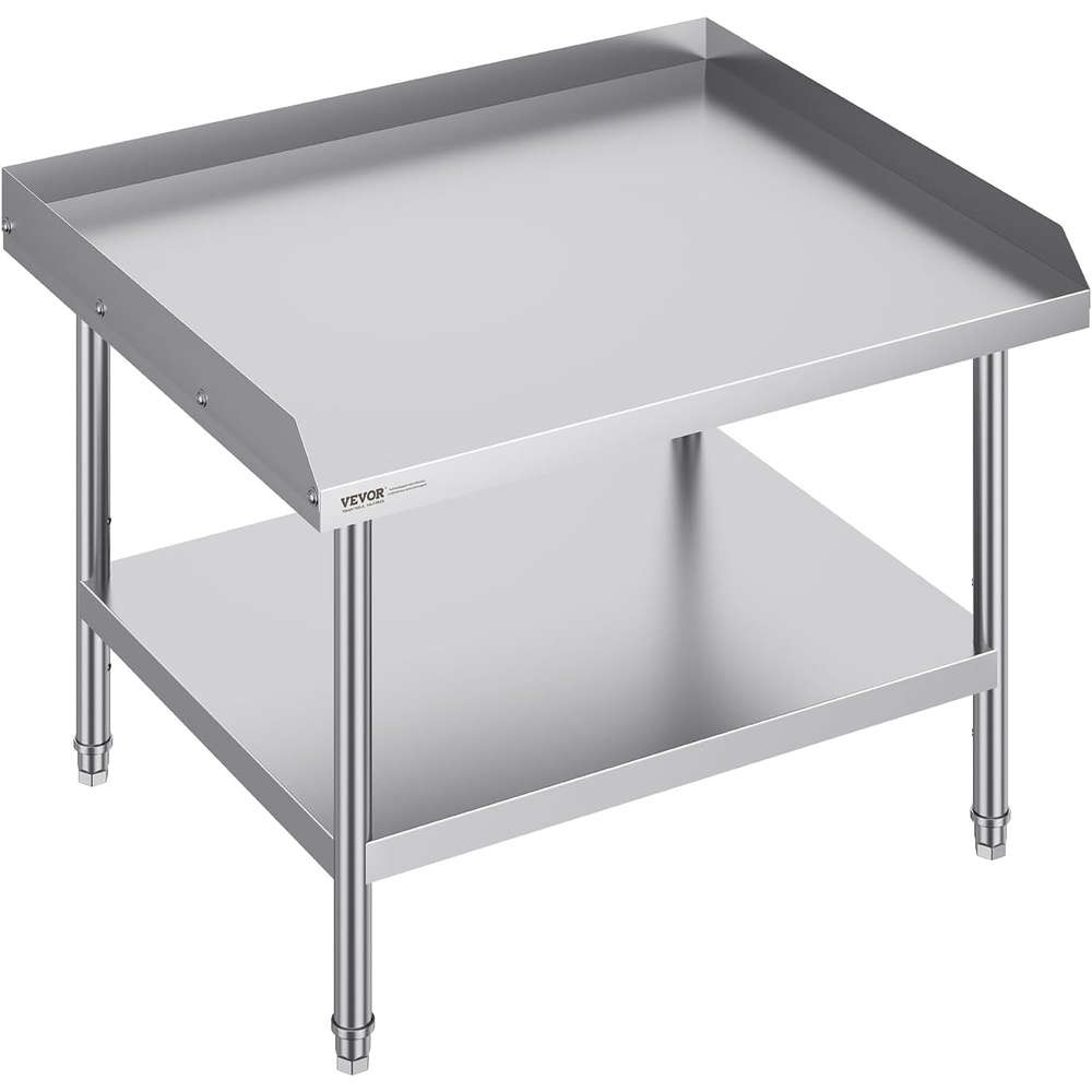 image:imageVEVOR Stainless Steel Work Table 24 x 28 x 30 Inch Commercial Food Prep Worktable with 4 Wheels Casters 3Sided Backsplash Heavy Duty Prep Worktable Metal Work Table for Restaurant Home HotelTable
