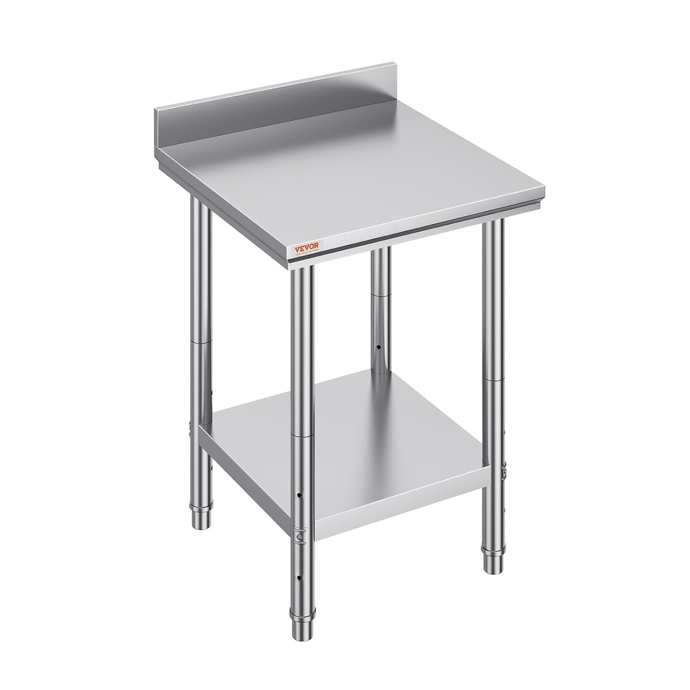 image:imageVEVOR Stainless Steel Work Table 30 x 24 x 33 Inch Prep Table with 4 Caster242434In