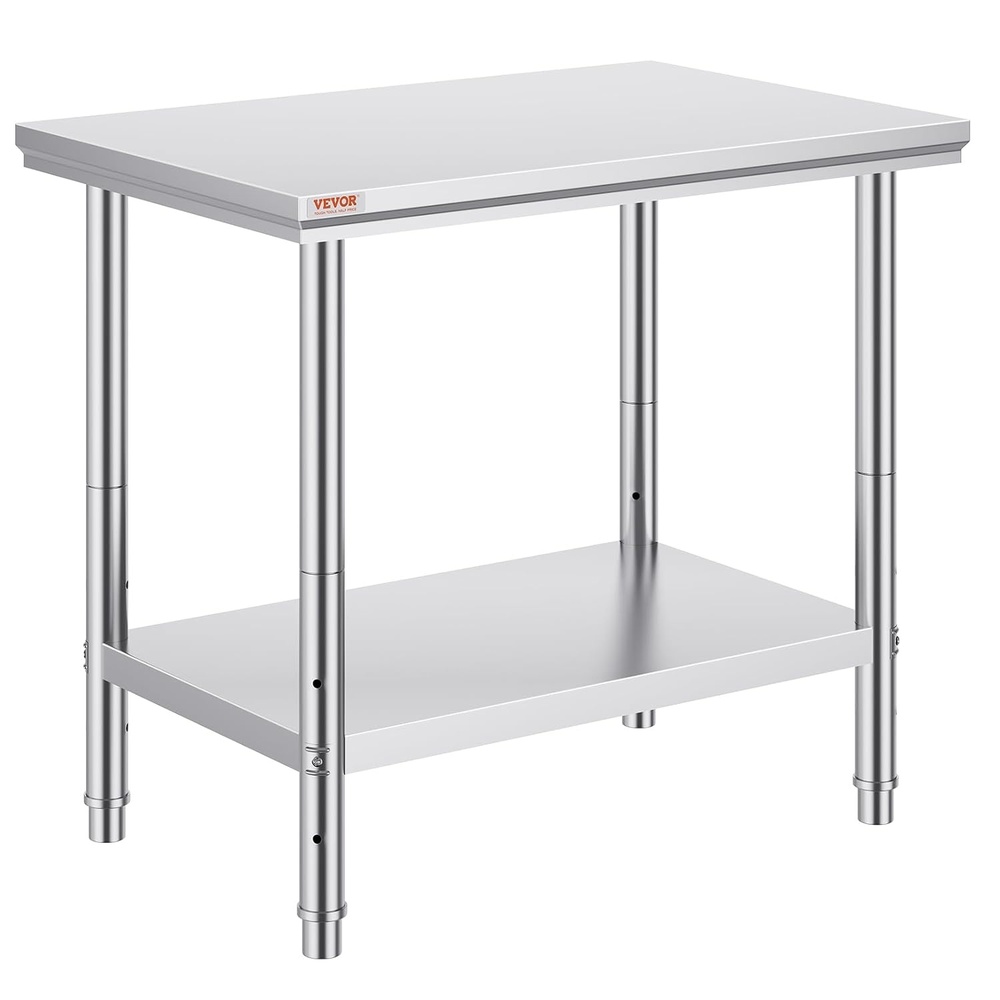 image:imageVEVOR Stainless Steel Work Table 30 x 24 x 33 Inch Prep Table with 4 Caster243632In