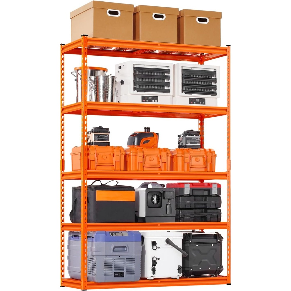 image:imageVEVOR Storage Shelves 2400 lbs 4 Tier Heavy Duty Garage Shelving 20 D x 40 W x 60 H Adjustable Metal Shelves for Industrial Shelving Unit Utility Shelf for Kitchen Warehouse Basement OrangeOrange