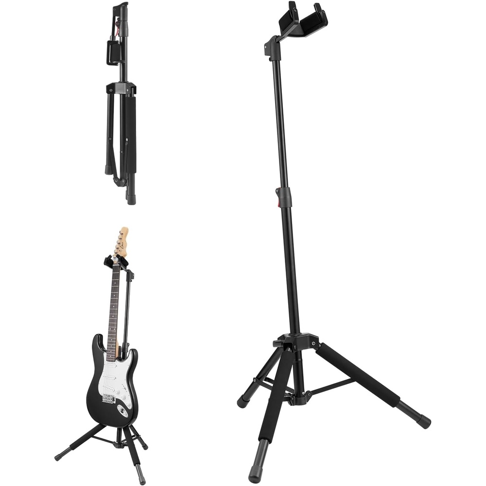 image:imageVEVOR Tripod Guitar Stand 33 lbs15 kg Load Capacity FloorStanding Foldable Guitar Stand Display Rack with 354472 in9001200 mm Adjustable Height for Guitar Acoustic Electric Classical Bass