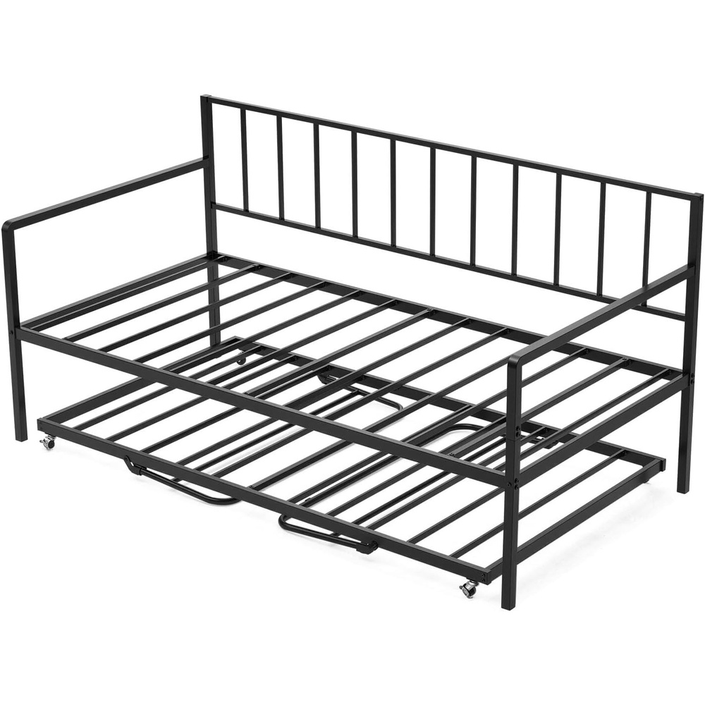 image:imageVEVOR Twin Size Daybed Frame Day Bed with Trundle Heavy Duty Metal Platform Bed Frame with Charging Station Twin Daybed with Metal Slats Support for Living Room Bedroom Guest Room Easy AssemblyTwin Size with Charging Station