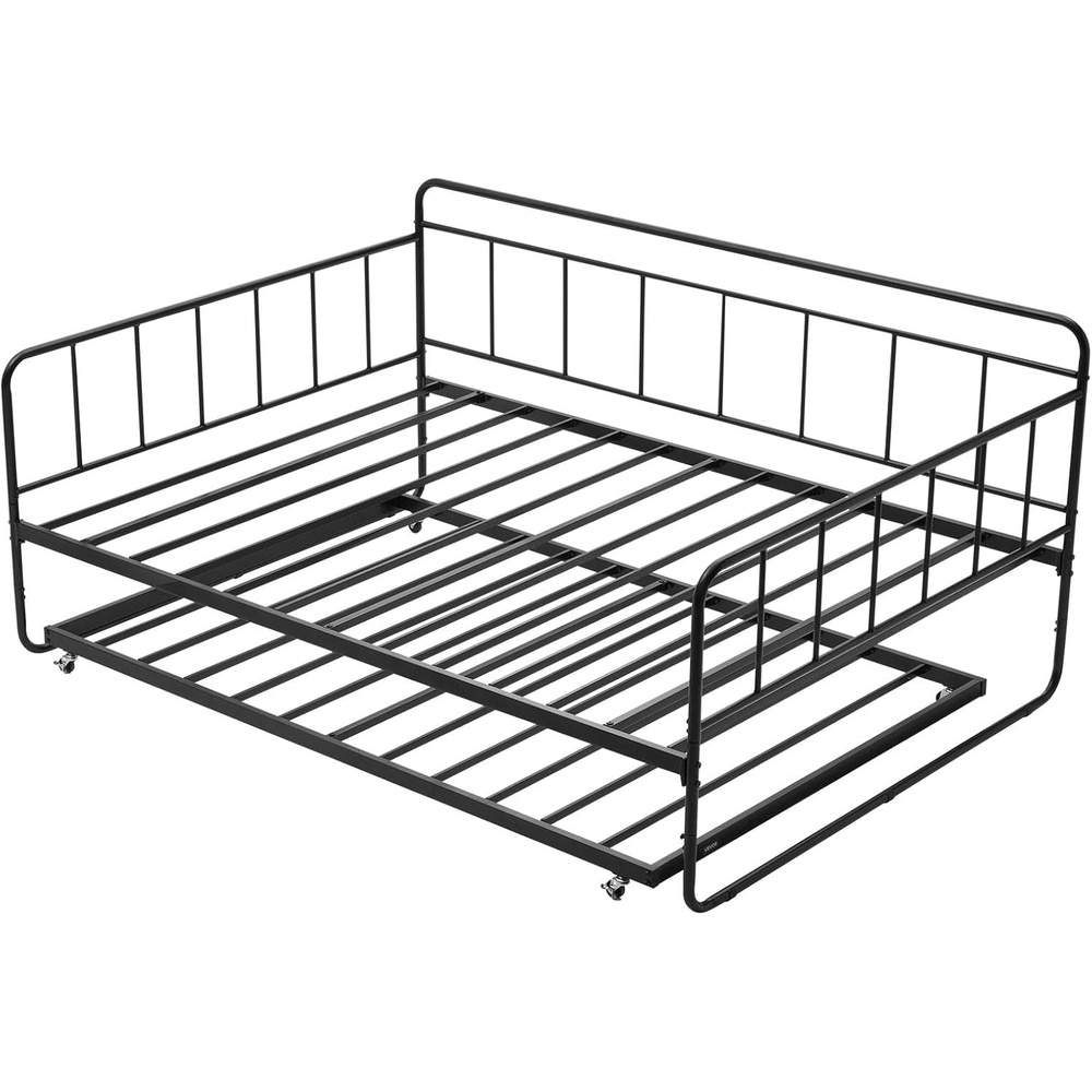 image:imageVEVOR Twin Size Daybed Frame Day Bed with Trundle Heavy Duty Metal Platform Bed Frame with Charging Station Twin Daybed with Metal Slats Support for Living Room Bedroom Guest Room Easy AssemblyFull Size with Trundle