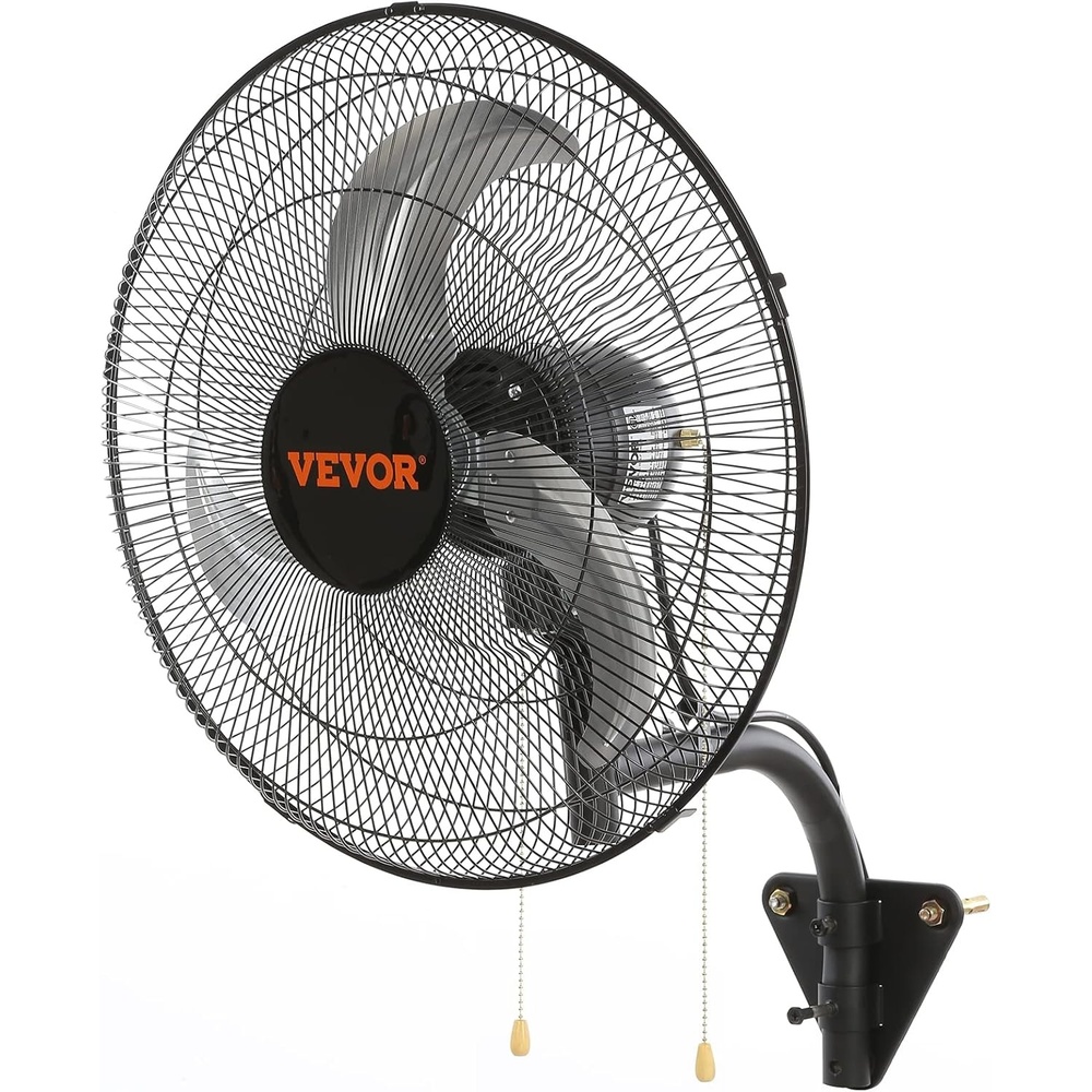image:imageVEVOR Wall Mount Fan 18 Inch 4150 CFM 3speed Wall Mounted Metal Fan  IP44 WaterResistant for Commercial Warehouse Greenhouse Workshop Garage Patio Factory and Basement ETL Listed Black18 Inch