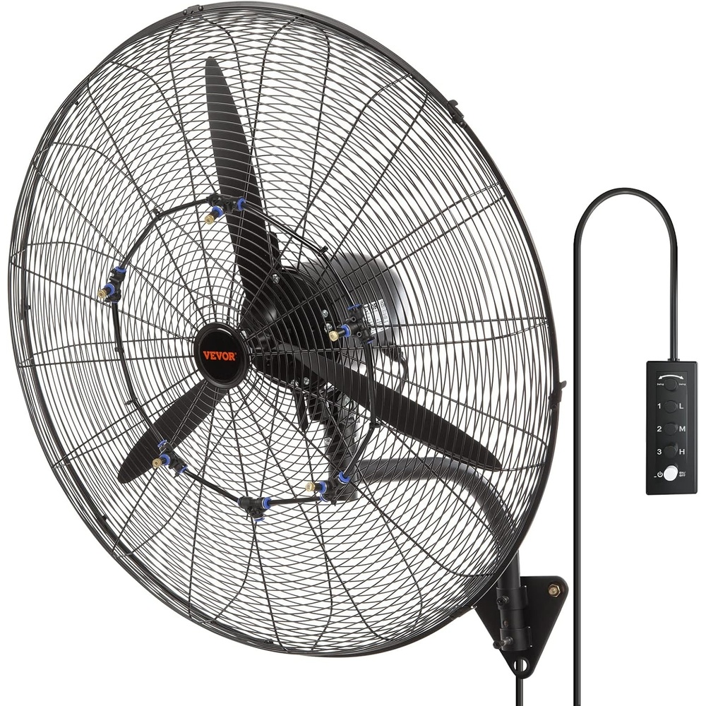 image:imageVEVOR Wall Mount Fan 18 Inch 4150 CFM 3speed Wall Mounted Metal Fan  IP44 WaterResistant for Commercial Warehouse Greenhouse Workshop Garage Patio Factory and Basement ETL Listed Black30 Inch