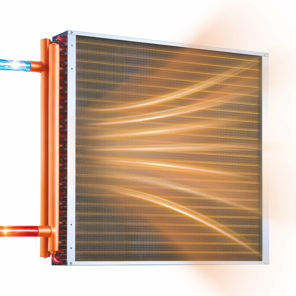image:imageVEVOR Water to Air Heat Exchanger 24 x 24 in Finned Tube HVAC Heat Exchanger Coil with Copper Tubes amp Aluminum Fins 225K BTU Output for Outdoor Wood Furnace Hydronic Heating amp Cooling Systems