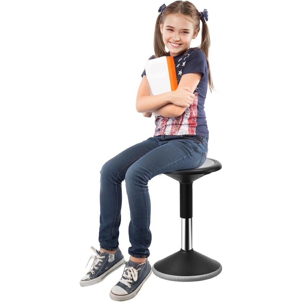 image:imageVEVOR Wobble Chair HeightAdjustable 157217 Active Chair Flexible Seating Wobble Stool Made of PVCABS Improves Focus amp Posture Ideal for Schools Office and Home Age 1218 BlackBlack