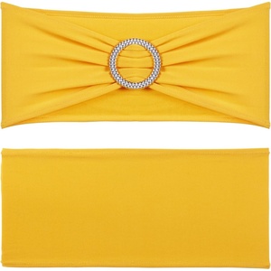 Happybuy 100 PCS Stretch Spandex Chair Sashes with Buckle, Elastic Slipcover Bands for Wedding, Party, Banquet – Golden Yellow