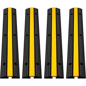 Happybuy 4 Pack of 1-Channel Rubber Cable Protector Ramps Heavy Duty 18000Lbs Load Capacity Cable Wire Cord Cover Ramp Speed Bump Driveway Hose Cable Ramp Protective Cover | Heavy Duty, 18000Lbs Load Capacity, Speed Bump Driveway, Hose Cable Ramp(Protective Cover)