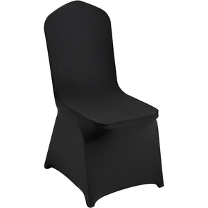 VEVOR 100 Pcs White Chair Covers Polyester Spandex Chair Cover Stretch Slipcovers for Wedding Party Dining Banquet Chair Decoration Covers(Black-a)