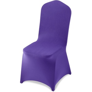 VEVOR 100 Pcs White Chair Covers Polyester Spandex Chair Cover Stretch Slipcovers for Wedding Party Dining Banquet Chair Decoration Covers(Purple-a)