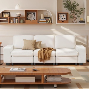 VEVOR 100-Inch Modular 3-Seater Sofa – Comfy Couch with Deep Seats & Hidden Storage, Modern Design for Living Room, Apartment, or Office, White
