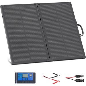 VEVOR 100W Foldable Solar Panel with Frame, 16BB N-Type Portable Monocrystalline Solar Panel Charger 24% Efficiency, IP67 Waterproof with 30A PWM Controller & MC4 Output for Camping, Hiking, RV Trips(100W)