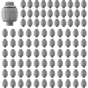 VEVOR 1/2 inch Liquid Tight Connector, 100 Packs, Non-Metallic Electrical Conduit Fitting, Flame-Retardant PA6 Nylon Flexible Conduit Connector, for Home Kitchen Bathroom Tube Tool Supplies, Gray
