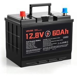 VEVOR 12V 60Ah LiFePO4 Dual Purpose Battery, 800CCA BCI Group 24 Deep Cycle & Starter Lithium Battery, Built-in Smart BMS, Automotive Start-Stop for RV, Marine, Trolling Motor, Car & Engine Starting(Group 24 60Ah 800CCA)