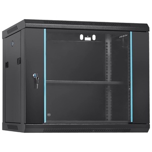 VEVOR 15U Wall Mount Network Server Cabinet, 14.8” Deep, Server Rack Cabinet Enclosure, 500 lbs Max. Ground-Mounted Load Capacity, with Locking Glass Door Side Panels, for IT Equipment, A/V Devices(9U-Glass Door)