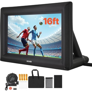 VEVOR 16FT Inflatable Projector Screen, Inflatable Movie Screen Outdoor with 250W Air Blower Projector Screen Oxford Fabric Material Blow Up Screen for Outdoor Backyard, Home Theater, Theme Party(QC-PJ-16FTD)