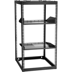 VEVOR 16U Open Frame Server Rack & Network Rack, Wall Mounted or Floor Standing, Heavy Duty 4 Post, with 2PCS Vented 1U Shelves & Mounting Hardware, Holds All 19” Networking IT Equipment AV Gear(20U Server Rack)