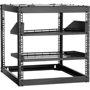 VEVOR 16U Open Frame Server Rack & Network Rack, Wall Mounted or Floor Standing, Heavy Duty 4 Post, with 2PCS Vented 1U Shelves & Mounting Hardware, Holds All 19” Networking IT Equipment AV Gear(10U Server Rack)