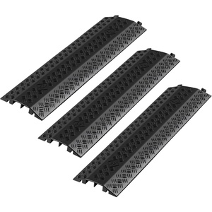 VEVOR 2 PCs Thermoplastic Rubber Drop Over Cable Cover Ramp, 2,000 lbs/axle Load Capacity, Heavy Duty Cable Hose Protector Ramp, Floor Cord Cover for High Walking Traffic Areas Home Office Warehouse(Medium-3PACK)