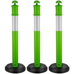 VEVOR 2 Pack Traffic Delineator Posts, 45 inches Traffic Safety Cones with Fillable Base and Reflective Strips, Heavy Duty Delineator Posts for Construction Site, Parking Lot, Crowd Control, Red(Green)