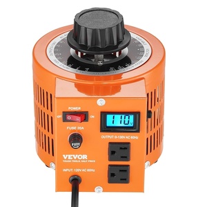 VEVOR 2000VA Auto Variable Voltage Transformer, 15.3 Amp, 110V Input 0-130V Output AC Voltage Regulator Power Supply, with 4 Extra Fuses Thermal Control Switch for Home Industrial Office(LCD Display)