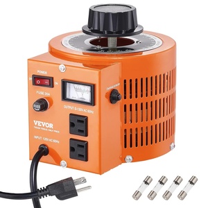 VEVOR 2000VA Auto Variable Voltage Transformer, 15.3 Amp, 110V Input 0-130V Output AC Voltage Regulator Power Supply, with 4 Extra Fuses Thermal Control Switch for Home Industrial Office(Pointer Dials)