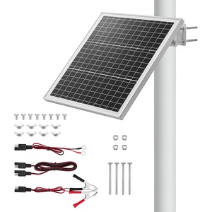 VEVOR 20W 12V Solar Panel Battery Charger, Solar Battery Trickle Charger Maintainer with Built-in Controller & 0-60° Adjustable Pole Mount Bracket, IP67 for Gate Fence Farm Lawn (Fit 1.5″ – 3″ Poles)