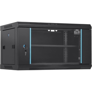 VEVOR 22U Server Rack Cabinet, Network Cabinet Wall Mount, 23.6 in Depth, Network Rack Enclosure with Locking Tempered Glass Door, 4 Casters, Side Panels, for 19’’ IT Equipment, A/V Devices(6U)