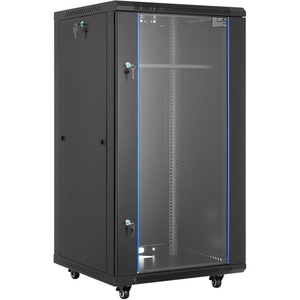 VEVOR 22U Server Rack Cabinet, Network Cabinet Wall Mount, 23.6 in Depth, Network Rack Enclosure with Locking Tempered Glass Door, 4 Casters, Side Panels, for 19’’ IT Equipment, A/V Devices(22U)