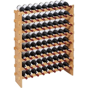 VEVOR 24 Bottle Detachable Wine Rack, 6-Tier Wine Bottle Holder,Solid Bamboo Wood Freestanding Floor Display Wine Storage Shelves with Table Top, for Kitchen,Cellar,Bar,Dining Room,Living Room(Black)(37.6 x 9.8 x 46.9 in)
