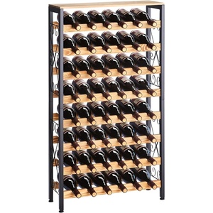 VEVOR 24 Bottle Detachable Wine Rack, 6-Tier Wine Bottle Holder,Solid Bamboo Wood Freestanding Floor Display Wine Storage Shelves with Table Top, for Kitchen,Cellar,Bar,Dining Room,Living Room(Black)(48 Bottles)
