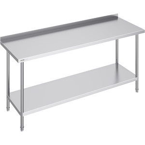 VEVOR 24 x 30 x 36 Inch Stainless Steel Work Table, Commercial Food Prep Worktable Heavy Duty Prep Worktable, Metal Work Table with Adjustable Height for Restaurant, Home and Hotel(24 x 72 x 36 Inch)