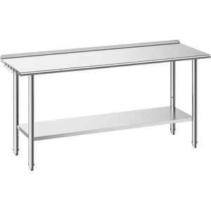 VEVOR 24 x 30 x 36 Inch Stainless Steel Work Table, Commercial Food Prep Worktable Heavy Duty Prep Worktable, Metal Work Table with Adjustable Height for Restaurant, Home and Hotel(24*72)