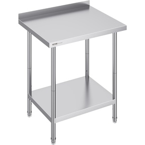 VEVOR 24 x 30 x 36 Inch Stainless Steel Work Table, Commercial Food Prep Worktable Heavy Duty Prep Worktable, Metal Work Table with Adjustable Height for Restaurant, Home and Hotel(24 x 30 x 36 Inch)