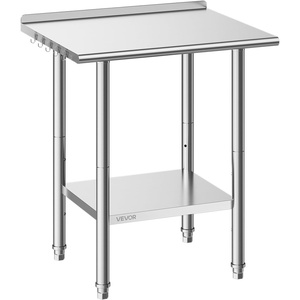 VEVOR 24 x 30 x 36 Inch Stainless Steel Work Table, Commercial Food Prep Worktable Heavy Duty Prep Worktable, Metal Work Table with Adjustable Height for Restaurant, Home and Hotel(24*30)