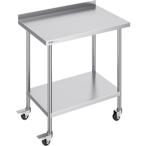 VEVOR 24 x 36 x 40 Inch Stainless Steel Work Table, Commercial Food Prep Worktable with Casters, Heavy Duty Prep Worktable, Metal Work Table with Adjustable Height for Restaurant, Home and Hotel