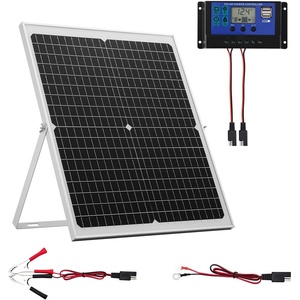 VEVOR 25W 12V Solar Panel Battery Charger, Solar Battery Trickle Charger Maintainer with Intelligent MPPT Controller & Adjustable Mount Bracket, IP67 Waterproof for Car Boat RV Motorcycle Trailer(30W)