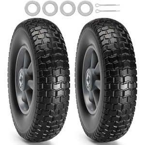 VEVOR (2-Pack) 10″ x 2.5″ Solid Rubber Tire Wheels, 10 inch Tire and Wheel Flat Free with 5/8″ Bearings, 2.1″ Offset Hub Replacement Wheelbarrow Tires- Perfect for Hand Truck, Wheelbarrow, Garden Cart(｜Polypropylene wheel hub)