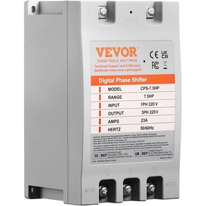 VEVOR 3 Phase Converter – 7.5HP 23A 220V Single Phase to 3 Phase Converter, 220V Input/Output, Digital Phase Shifter for Residential & Light Commercial Use (One Converter for One Motor Only)(7.5HP/23A)