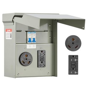 VEVOR 30 Amp RV Power Outlet Box, 125/250 Volt, Enclosed Lockable Outdoor RV Receptacle Box, NEMA TT-30R Weatherproof Electrical Panel, for RV Camper Trailer Motorhome Electric Car | for Camper Trailer Motorhome, Weatherproof Enclosed & Lockable Power Box, NEMA TT-30R, Easy Installation, with Password Lock(30+20 Amp)