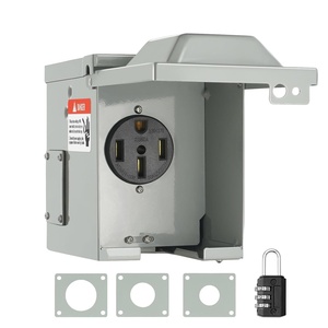 VEVOR 30 Amp RV Power Outlet Box, 125/250 Volt, Enclosed Lockable Outdoor RV Receptacle Box, NEMA TT-30R Weatherproof Electrical Panel, for RV Camper Trailer Motorhome Electric Car | for Camper Trailer Motorhome, Weatherproof Enclosed & Lockable Power Box, NEMA TT-30R, Easy Installation, with Password Lock(50 Amp)